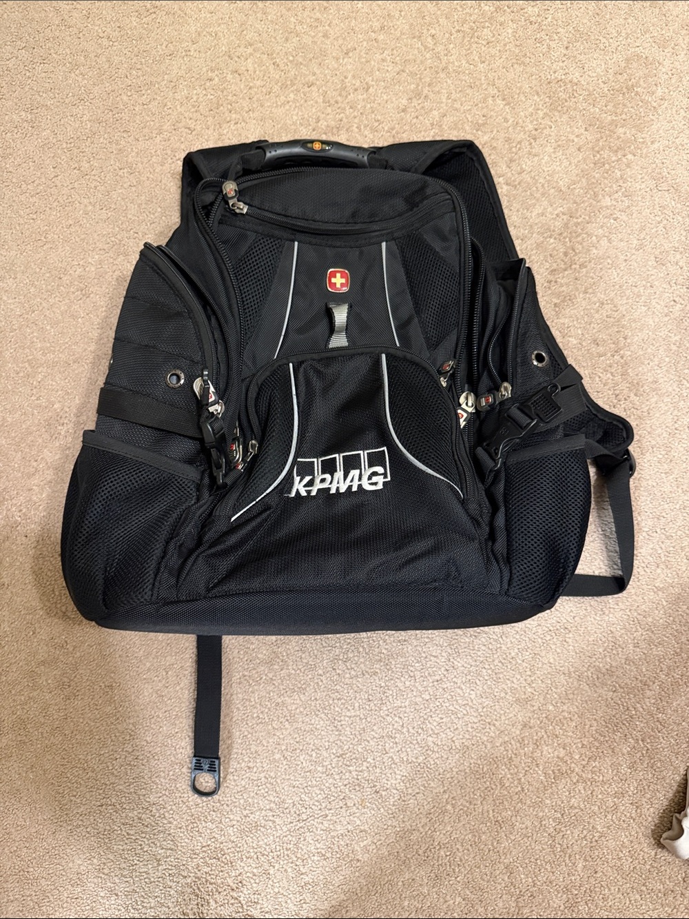 SwissGear Black Backpack with KPMG Logo